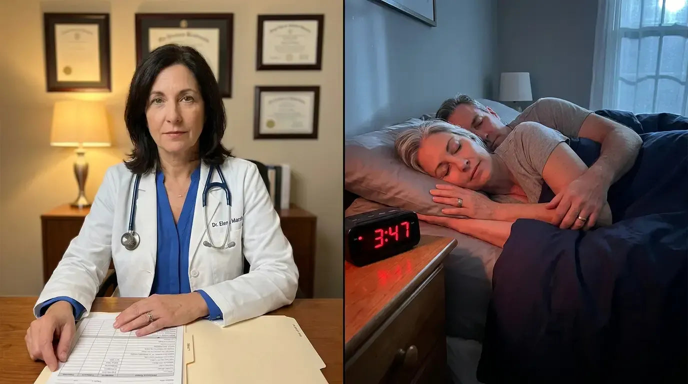 Dr. Elena Marsh in her consulting room, and a woman awake at 3:47am
