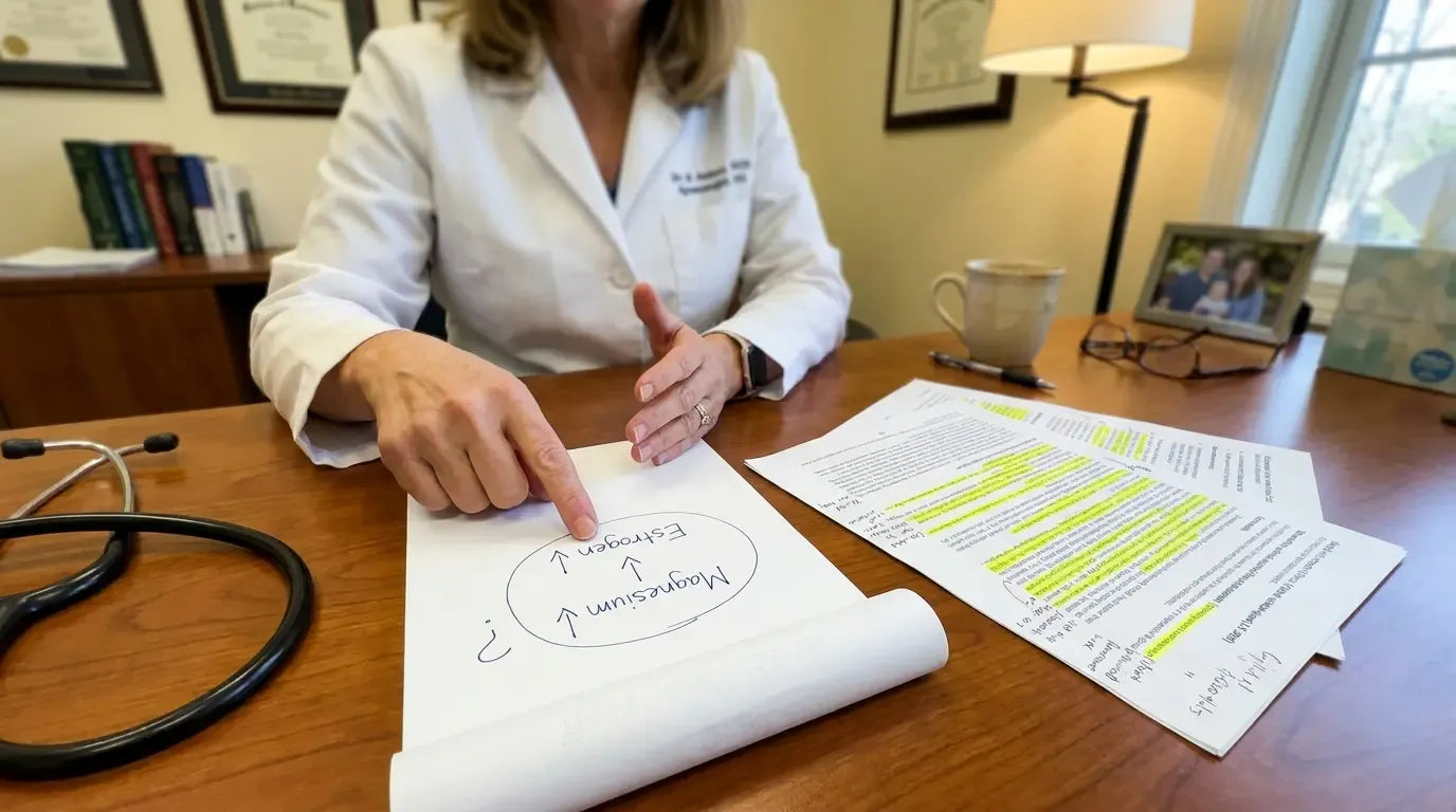 The doctor reviewing highlighted research papers