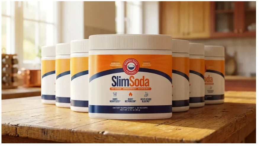 60-day money-back guarantee badge next to a SlimSoda tub